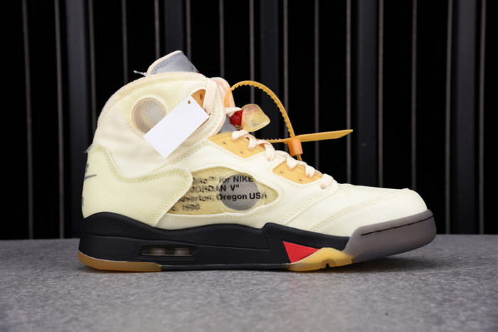 OF x Air Jordan 5 Sail Red DH8565-100
