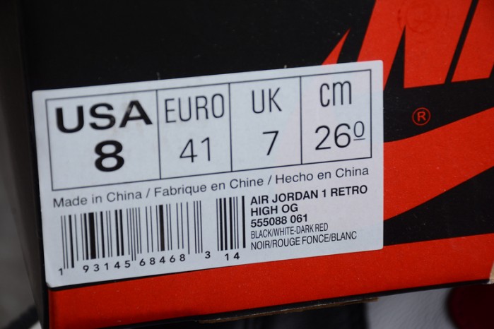 Air Jordan 1 Black White Gym Red 555088-061