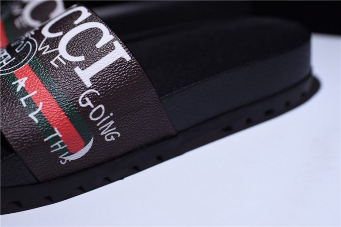 GC Leather SLIDE SANDAL with gg logo mens